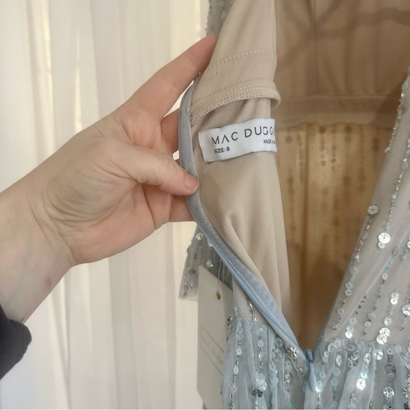 NEW Mac Duggal Tiered Ruffle Sequin Gown Maxi Dress Powder Blue 9116 - Picture 7 of 9